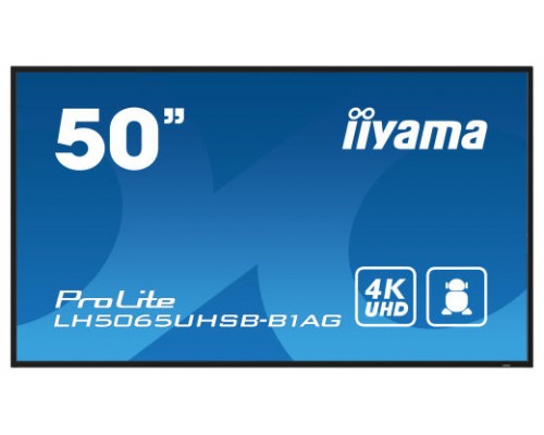 MONITOR IIYAMA 50" , UHD VA PANEL, HAZE 25%, 800CD/M, HORIZ Y VERT, SIGNAL FAILOVER, MM 2X 10W,  HDMI 2X, DP, USB 2.0 X2, WIFI, LAN, MEDIA PLAY USB PORT, CONTROL LAN / RS232C, IISIGNAGE2 (CMS/DMS), E-SHARE, ANDROID 11 OS,  24/7 OPERATION, VESA  (400X