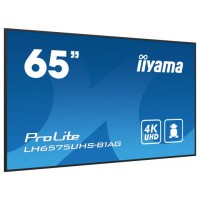 MONITOR IIYAMA 65" (LH6575UHS-B1AG)3840X2160, UHD IPS PANEL, OPERACION 24/7 500CD/M, LANDSCAPE PORTRAIT, SIGNAL FAILOVER, SPEAKERS 2X 10W, MULTIPLE INPUTS (DVI-I (VGA), HDMI 3X), DP-OUT , USB 2.0 X2, WIFI, LAN, MEDIA PLAY USB PORT, CONTROL LAN / RS23