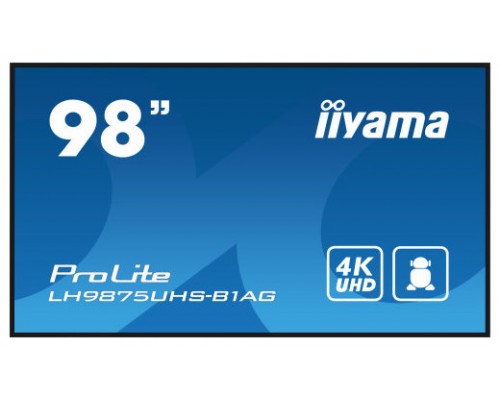 iiyama PROLITE Pizarra de caballete digital 2,49 m (98") LED Wifi 500 cd / m² 4K Ultra HD Negro Procesador incorporado Android 11 24/7 (Espera 4 dias)