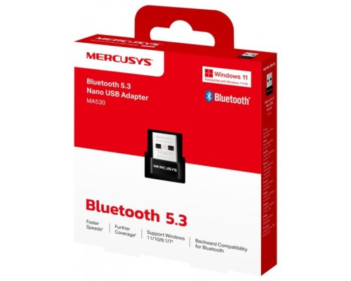 ADAPTADOR USB BLUETOOTH 5.3 MERCUSYS MA530 TAMANO NANO