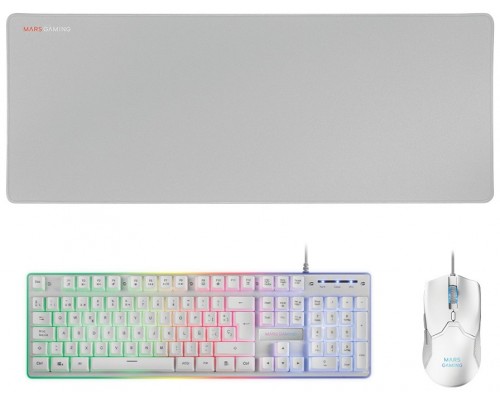 KIT COMBO PACK 3EN1 RGB MCPWX BLANCO MARS GAMING (Espera 4 dias)