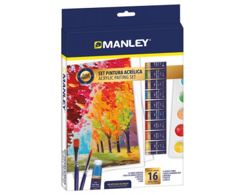 SET PINTURA ACRILICA 16 PZAS MANLEY MDV00100 (Espera 4 dias)