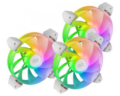 KIT 3 VENTILADORES AUXILIAR A-RGB 120MM MF-3R BLANCO MARS GAMING (Espera 4 dias)