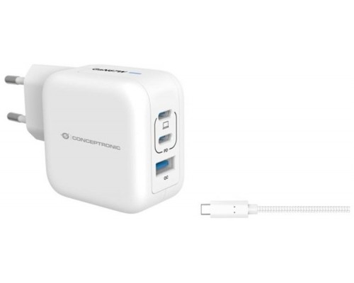 CARGADOR DE PARED CONCEPTRONIC USB-C x2 USB-Ax1