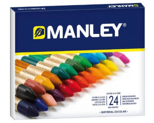 ESTUCHE DE 24 UNIDADES CERAS BLANDAS COLORES SURTIDOS MANLEY MNC00066 (Espera 4 dias)