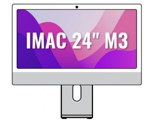iMAC APPLE 24"" RETINA 4.5K M3 8CORE+GPU 8CORE 256GB SILVER MQR93Y/A (Espera 4 dias)