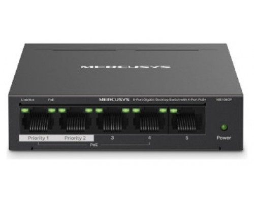 SWITCH MERCUSYS GIGABIT ETHERNET DE 5 PUERTOS POE