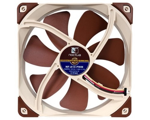 NOCTUA VENTILADOR CAJA NF-A14 PWM, 140MM FAN, 140X140X25MM, 12V, 1500RPM/1200RPM/300RPM, 24,6 DB(A), 140,2 M3/H, 2,08 MM H2O, 4 PINES (Espera 4 dias)