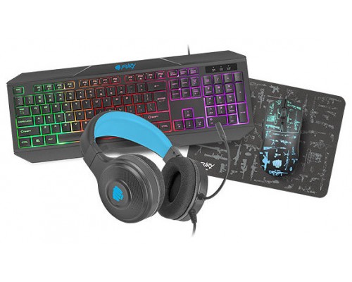 PACK GAMING 4 EN 1 FURY THUNDERSTREAK TECLADO+RATON+AURICULAR+ALFOMBRILLA