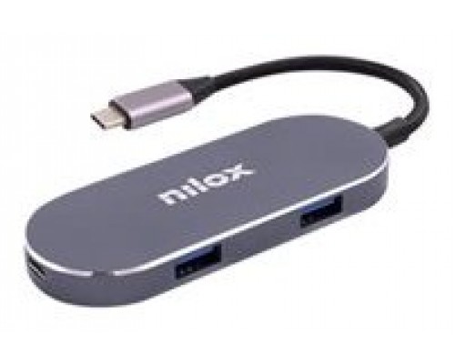 Nilox Mini dockstion usb-c HDMI, 5 EN 1, Plata