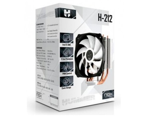 VENTILADOR CPU NOX HUMMER H212 120MM BLANCO