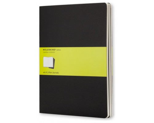 SET DE 3 LIBRETAS CAHIER NEGRAS XL (19X25CM) LISAS MOLESKINE QP323 (Espera 4 dias)