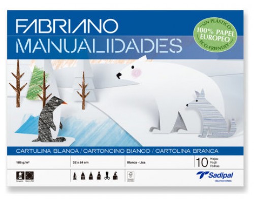 BLOC 10 HOJAS MANUALIDADES CARTULINA BLANCA FABRIANO S0400003 (Espera 4 dias)