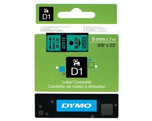 CINTA ROTULADORA D1 9MMX7M NEGRO/VERDE DYMO S0720740 (Espera 4 dias)