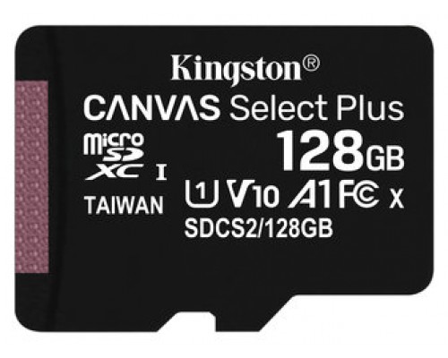 MICRO SD KINGSTON 128GB CL10 UHS-I CANVAS SELECT PLUS (Espera 4 dias)