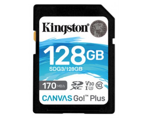 MEMORIA SD 128GB KINGSTON CANVAS GO PLUS SDXC UHS-I U U3, Class 10 (Espera 4 dias)