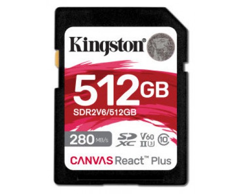 Kingston Technology Canvas React Plus 512 GB SDXC UHS-II Clase 10 (Espera 4 dias)