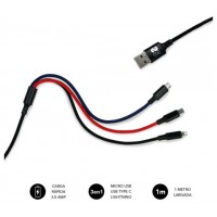 CABLE SUBBLIM PREMIUM 3IN1 (MICRO USB+TYPE C+LIGHTING)