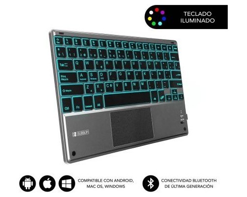 TECLADO TABLET SUBBLIM SMART BACKLIT BT KEYBOARD TOUCHPAD GREY