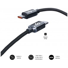 CABLE OPTIMUS 60W USB-C/USB-C 1 M NEGRO SUBBLIM (Espera 4 dias)