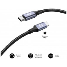 CABLE PLUS 100W USB-C/USB-C 1 M NEGRO SUBBLIM (Espera 4 dias)