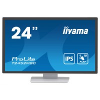 MONITOR IIYAMA 24" WHITE BONDED PCAP 10P TOUCH, 1920X1080, IPS-PANEL, FLAT BEZEL FREE GLASS FRONT, HDMI, DISPLAYPORT, 360CD/M² (WITH TOUCH), USB HUB 2X 3.0, SPEAKERS (T2452MSC-W1) (Espera 4 dias)