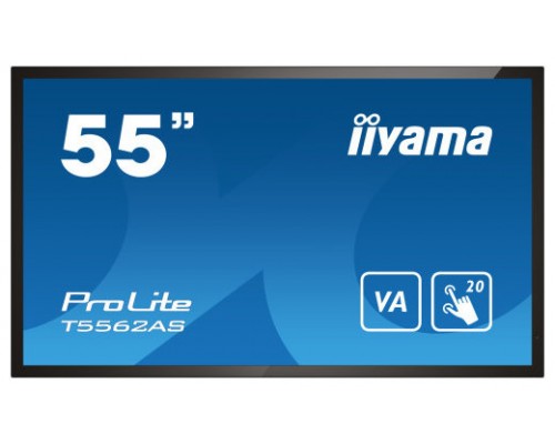 MONITOR IIYAMA 55" 4K 20P TACTIL IPS (T5562AS-B1) 3840X2160 / OPERACION 24/7 / HDMIX3 / HORIZONTAL Y APAISADO / 420CD/M2, 1200:1, 8MS, USB TOUCH INTERFACE, RS232C / 16GB EMMC / 2G RAM / 1GB EMBEDDED / SD CARD SLOT / ESHARE / VESA 200 MM (Espera 4 dia