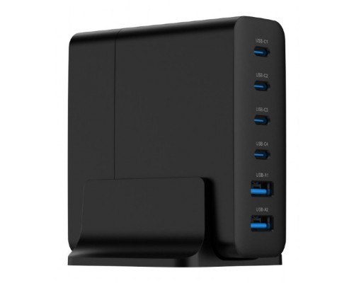 CARGADOR RAPIDO GEMBIRD USB GAN DE 6 PUERTOS 75 W NEGRO