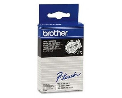 BROTHER Cinta laminada transparente/negro 12mm 7,7m