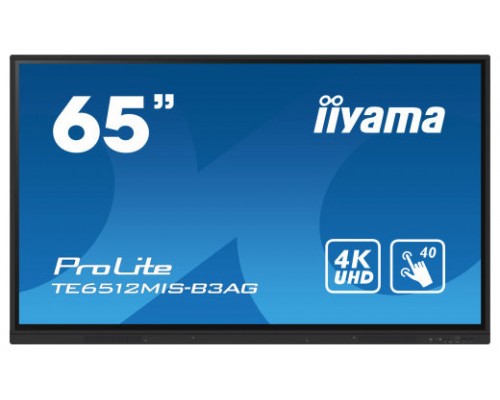 MONITOR IIYAMA 65" IIWARE10 , ANDROID 11, 8/64GB, 40-POINTS IR WITH ZERO BONDING, 3840X2160, UHD IPS PANEL, METAL HOUSING, FAN-LESS, SPEAKERS 2X 16W FRONT, VGA, HDMI 3X HDMI-OUT, USB-C 65W PD (FRONT), AUDIO MINI-JACK OPTICAL OUT (S/PDIF) (TE6512MIS-B