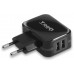 CARGADOR PARED/VIAJE USB 2xUSB (3.4A) NEGRO TOOQ (Espera 4 dias)