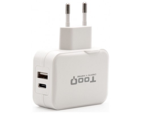 CARGADOR  USB-C TOOQ PARED DOBLE PUERTO USB-C+USB-A