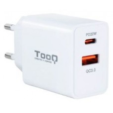 CARGADOR USB-C/PD TOOQ PARED 20W USB-A/QC 18W BLANCO