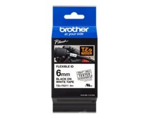 CINTA LAMINADA BROTHER  Blanco / negro (Flexibles) 6mm (Espera 4 dias)