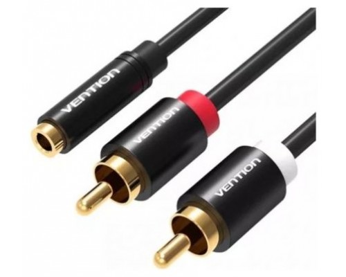 CABLE AUDIO ESTEREO JACK 3.5/H 2xRCA/M 1 M NEGRO VENTION (Espera 4 dias)