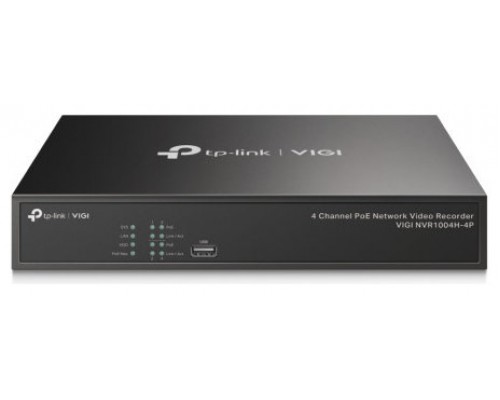 NVR VIGI TP-LINK VIGI NVR1104H-4P 4CANALES 4xPOE+ 1xHDD 2x USB 1xHDMI 1xVGA (Espera 4 dias)