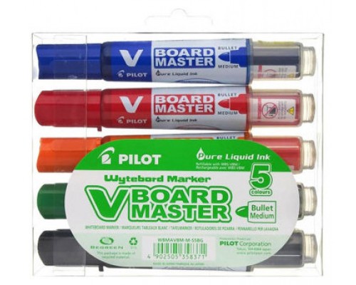 Pilot V-Board Master marcador 5 pieza(s) Punta redonda Negro, Azul, Verde, Naranja, Rojo (Espera 4 dias)